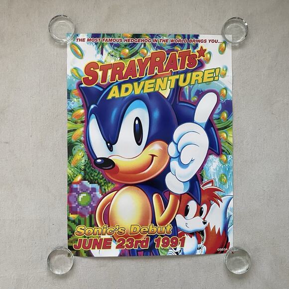 2023 Sonic the Hedghog X Stray Rats Adventure Poster SEGA Genesis 1991 Tails - Picture 1 of 7